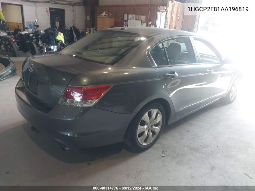 2010 Honda Accord 2.4 Ex-L VIN: 1HGCP2F81AA196819 Lot: 40314776