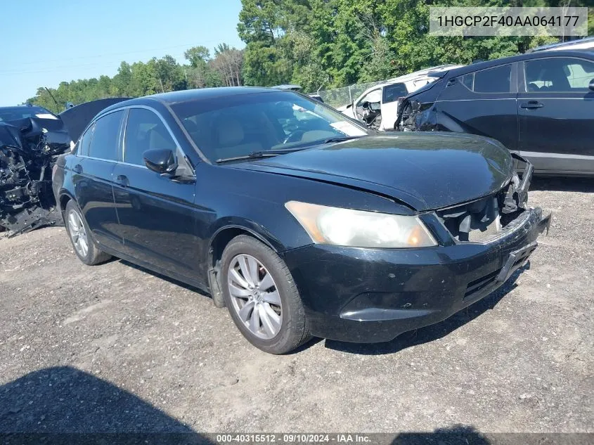 2010 Honda Accord 2.4 Lx-P VIN: 1HGCP2F40AA064177 Lot: 40315512