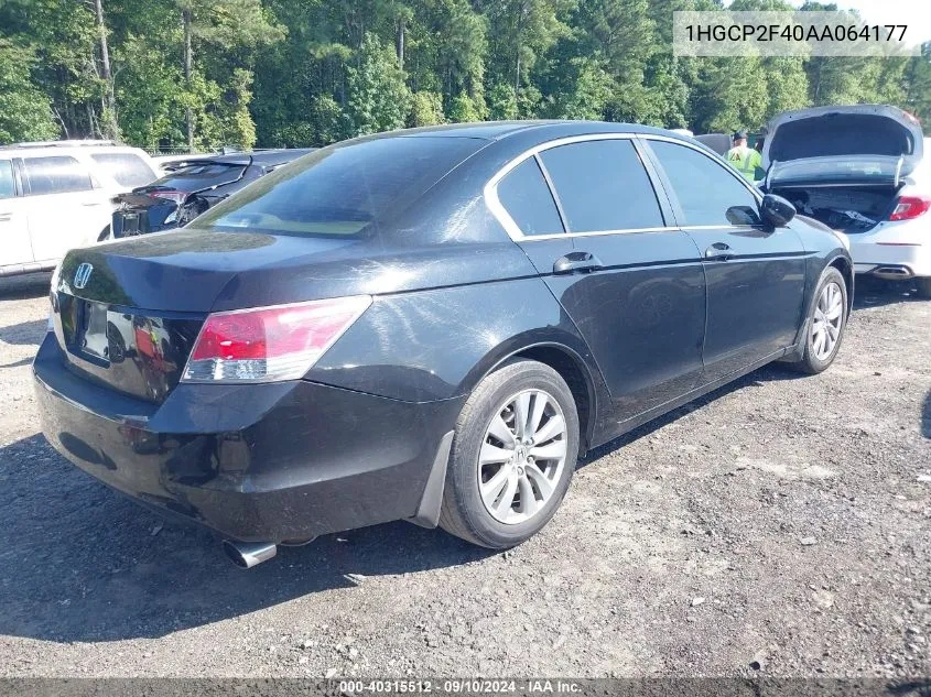 2010 Honda Accord 2.4 Lx-P VIN: 1HGCP2F40AA064177 Lot: 40315512