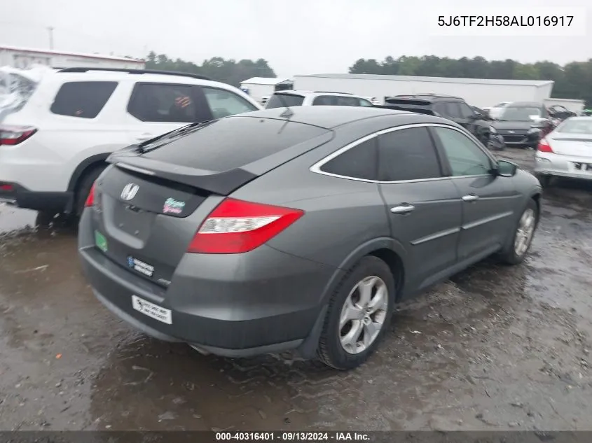 2010 Honda Accord Crosstour Exl VIN: 5J6TF2H58AL016917 Lot: 40316401