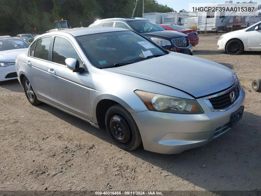 2010 Honda Accord 2.4 Lx VIN: 1HGCP2F39AA015387 Lot: 40316455