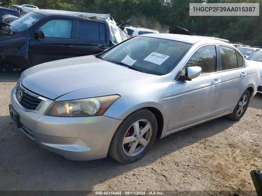 2010 Honda Accord 2.4 Lx VIN: 1HGCP2F39AA015387 Lot: 40316455