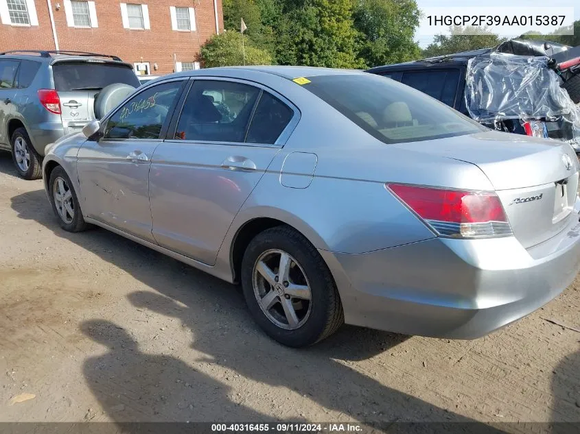 2010 Honda Accord 2.4 Lx VIN: 1HGCP2F39AA015387 Lot: 40316455