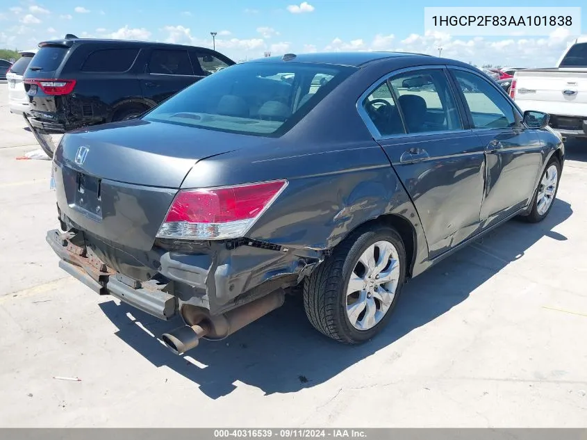 2010 Honda Accord Exl VIN: 1HGCP2F83AA101838 Lot: 40316539