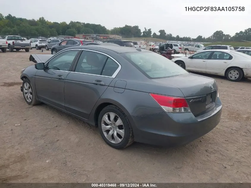 1HGCP2F83AA105758 2010 Honda Accord 2.4 Ex-L