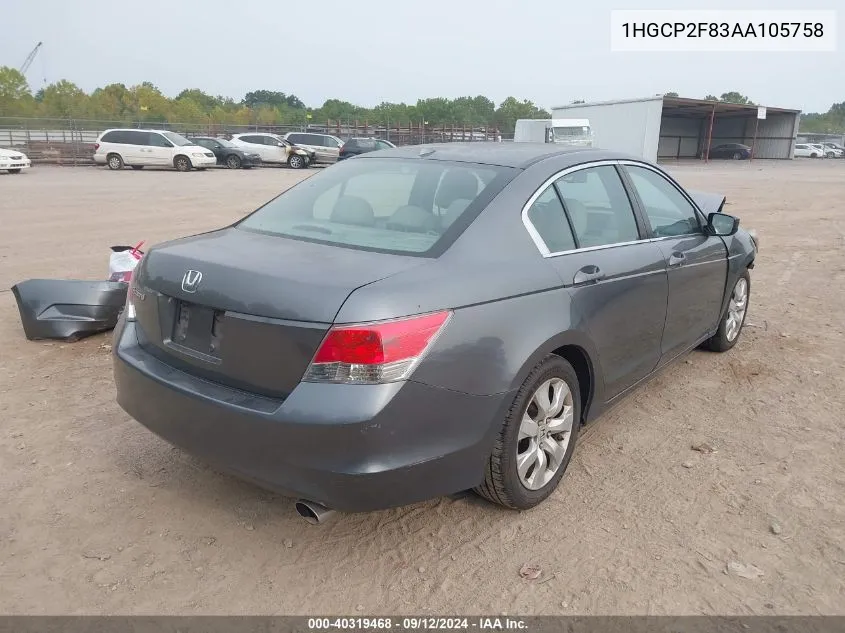 1HGCP2F83AA105758 2010 Honda Accord 2.4 Ex-L