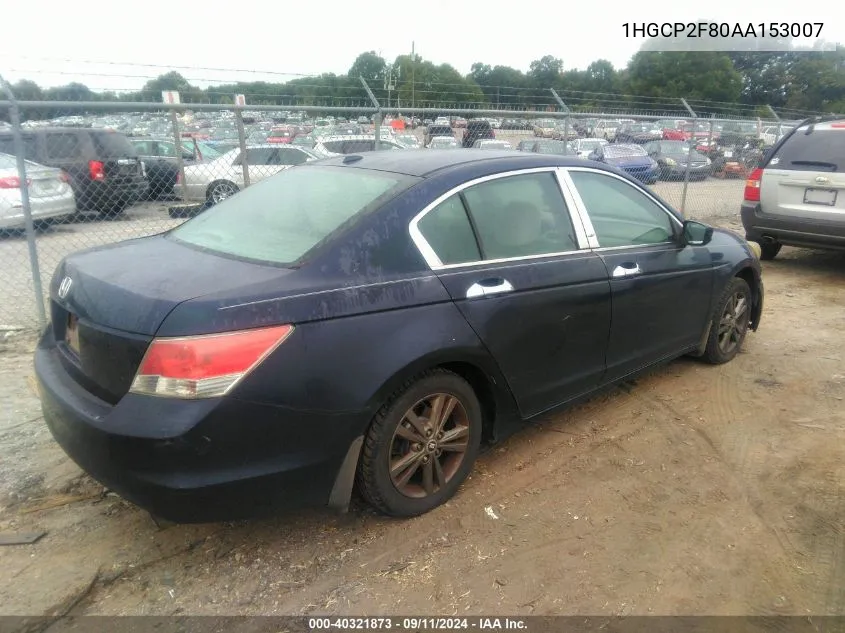 1HGCP2F80AA153007 2010 Honda Accord Exl