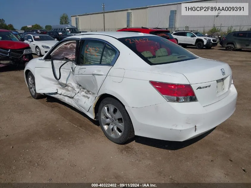 2010 Honda Accord 2.4 Ex-L VIN: 1HGCP2F89AA009391 Lot: 40322402