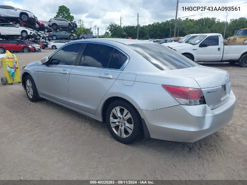 1HGCP2F43AA093561 2010 Honda Accord 2.4 Lx-P