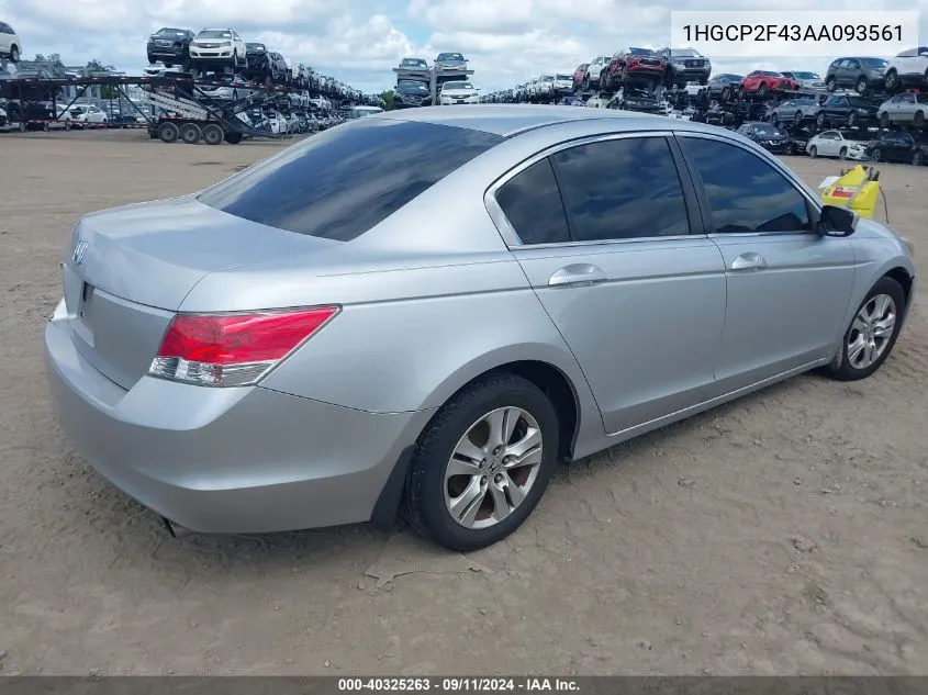 1HGCP2F43AA093561 2010 Honda Accord 2.4 Lx-P