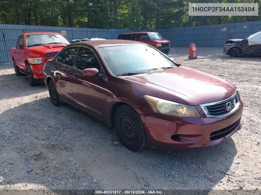 2010 Honda Accord 2.4 Lx VIN: 1HGCP2F34AA153404 Lot: 40331017