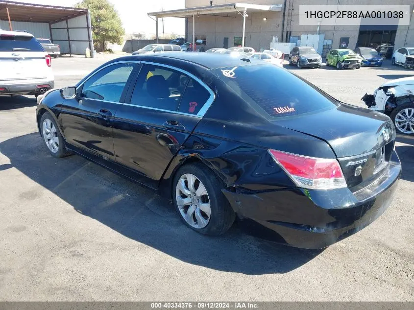 2010 Honda Accord 2.4 Ex-L VIN: 1HGCP2F88AA001038 Lot: 40334376