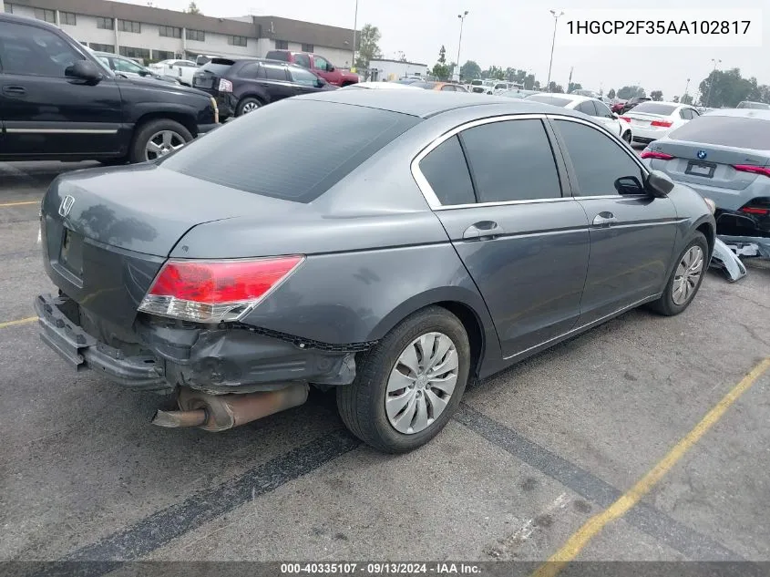 1HGCP2F35AA102817 2010 Honda Accord 2.4 Lx