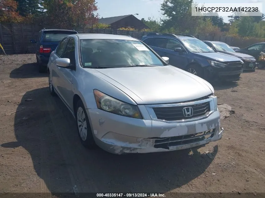 2010 Honda Accord 2.4 Lx VIN: 1HGCP2F32AA142238 Lot: 40335147