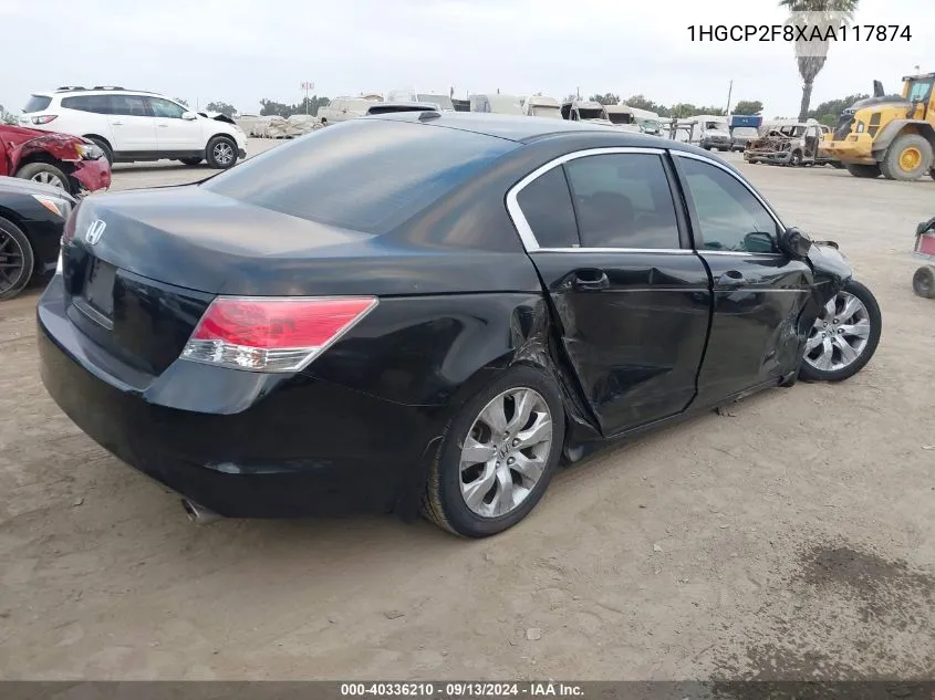 2010 Honda Accord Exl VIN: 1HGCP2F8XAA117874 Lot: 40336210