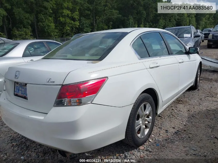 1HGCP2F41AA083580 2010 Honda Accord 2.4 Lx-P