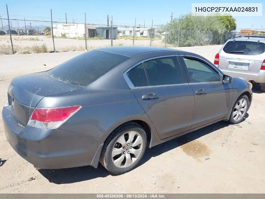 2010 Honda Accord Ex VIN: 1HGCP2F7XAA024831 Lot: 40350208