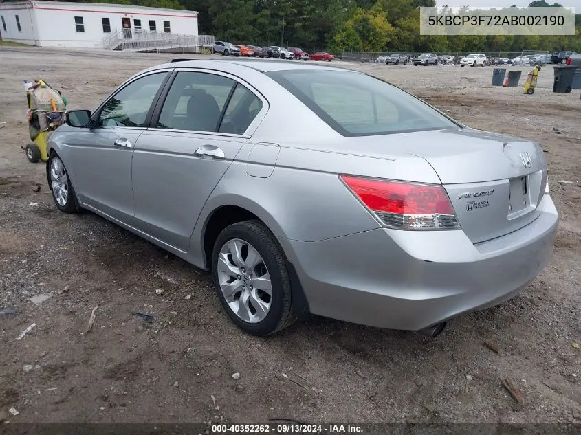 2010 Honda Accord 3.5 Ex VIN: 5KBCP3F72AB002190 Lot: 40352262