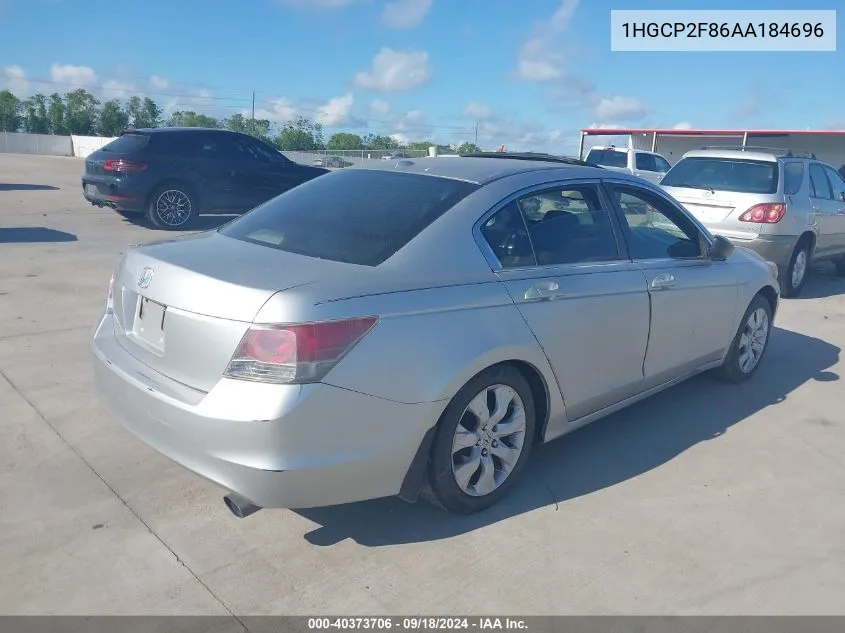 1HGCP2F86AA184696 2010 Honda Accord Exl