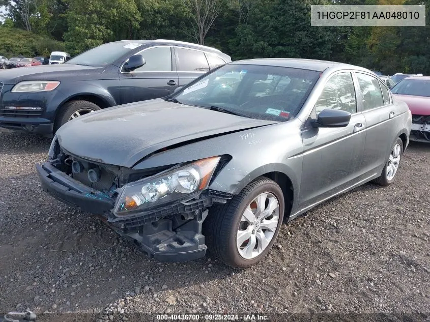 2010 Honda Accord 2.4 Ex-L VIN: 1HGCP2F81AA048010 Lot: 40436700