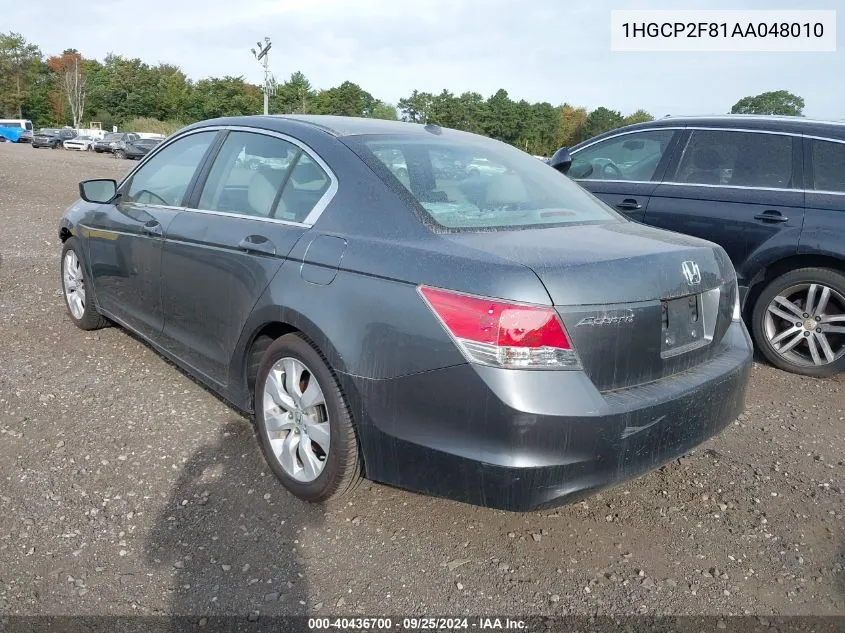 2010 Honda Accord 2.4 Ex-L VIN: 1HGCP2F81AA048010 Lot: 40436700