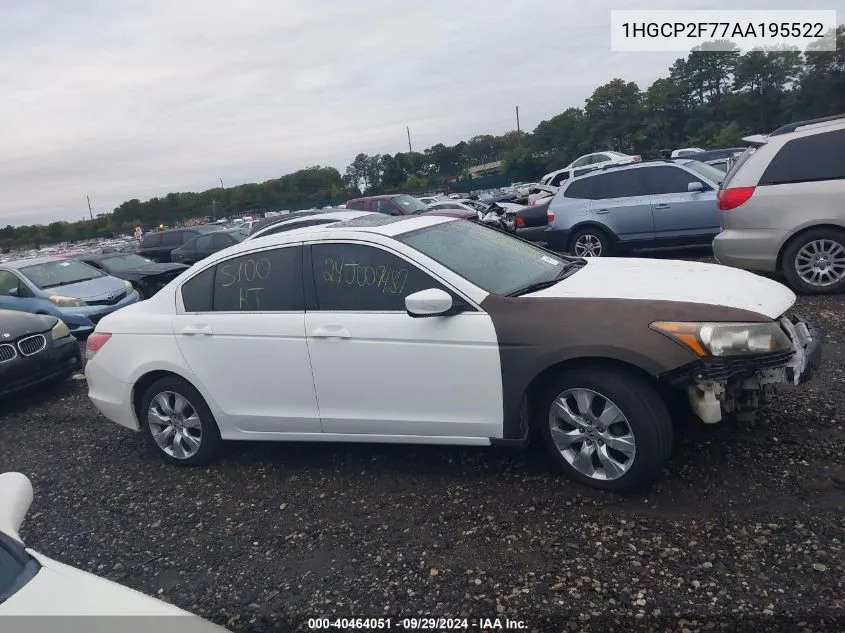 2010 Honda Accord 2.4 Ex VIN: 1HGCP2F77AA195522 Lot: 40464051