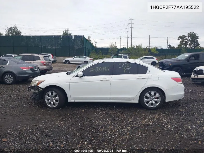 2010 Honda Accord 2.4 Ex VIN: 1HGCP2F77AA195522 Lot: 40464051