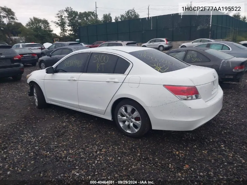 2010 Honda Accord 2.4 Ex VIN: 1HGCP2F77AA195522 Lot: 40464051