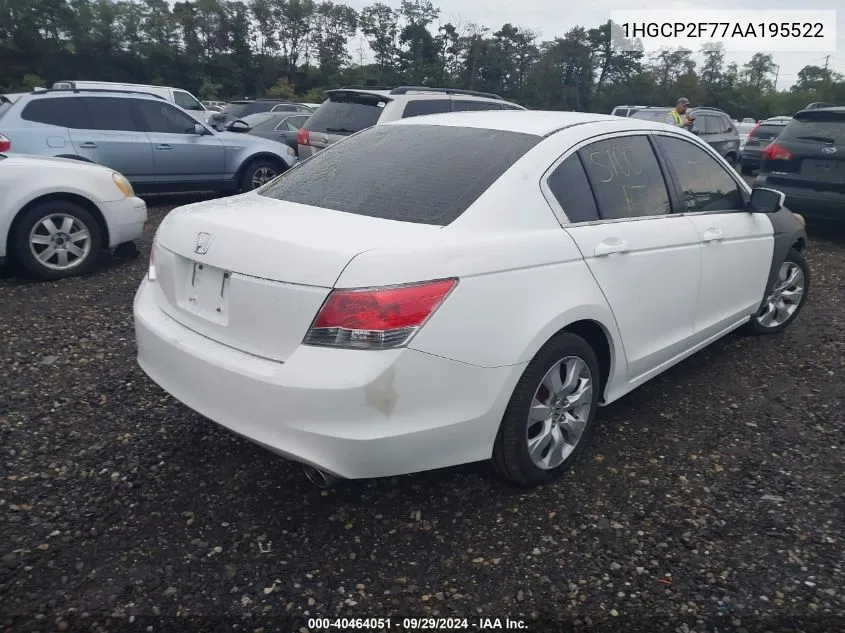 2010 Honda Accord 2.4 Ex VIN: 1HGCP2F77AA195522 Lot: 40464051