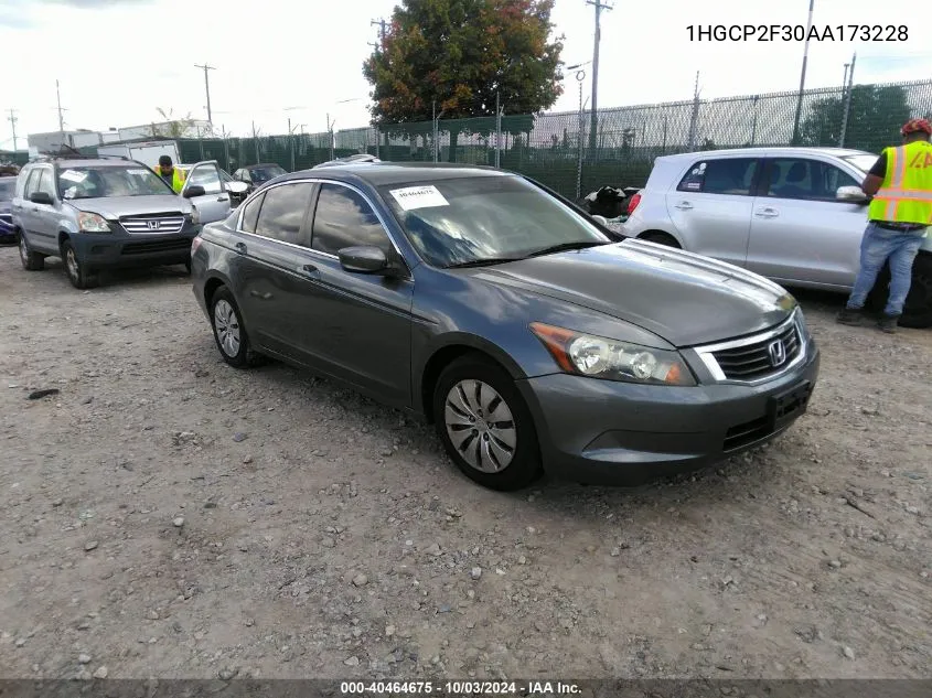 2010 Honda Accord 2.4 Lx VIN: 1HGCP2F30AA173228 Lot: 40464675