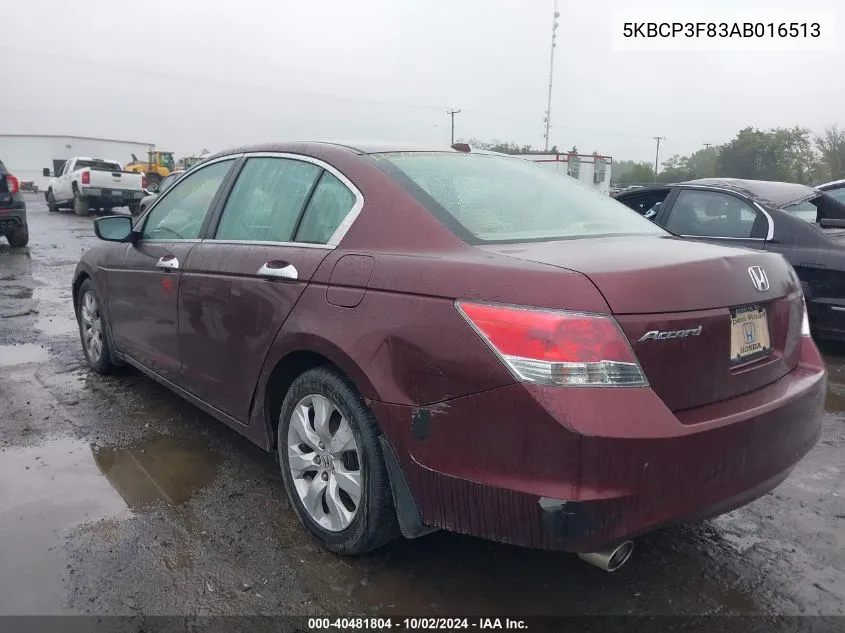 2010 Honda Accord 3.5 Ex-L VIN: 5KBCP3F83AB016513 Lot: 40481804