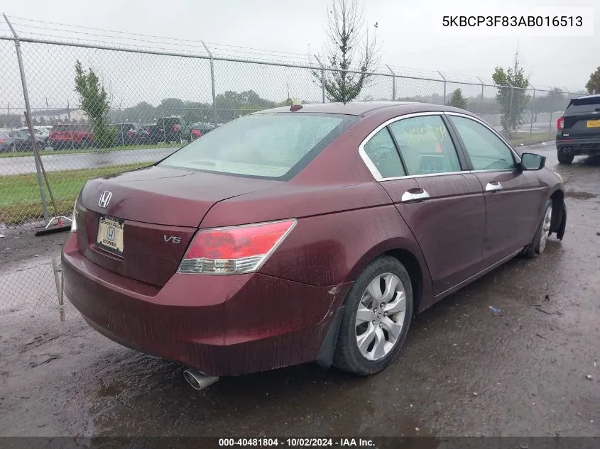 2010 Honda Accord 3.5 Ex-L VIN: 5KBCP3F83AB016513 Lot: 40481804