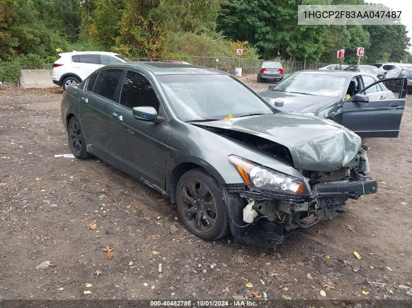 2010 Honda Accord 2.4 Ex-L VIN: 1HGCP2F83AA047487 Lot: 40482785