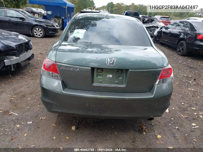 2010 Honda Accord 2.4 Ex-L VIN: 1HGCP2F83AA047487 Lot: 40482785