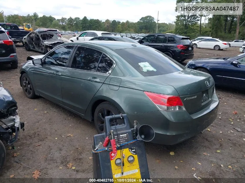 2010 Honda Accord 2.4 Ex-L VIN: 1HGCP2F83AA047487 Lot: 40482785