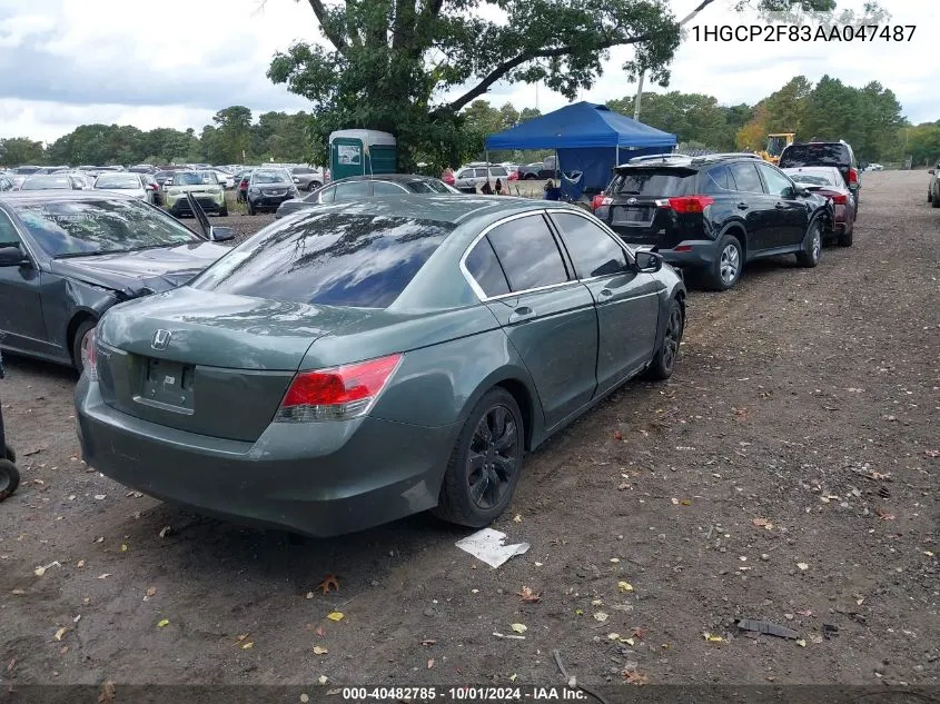 2010 Honda Accord 2.4 Ex-L VIN: 1HGCP2F83AA047487 Lot: 40482785