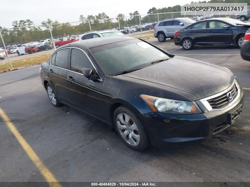 2010 Honda Accord 2.4 Ex VIN: 1HGCP2F79AA017417 Lot: 40484829