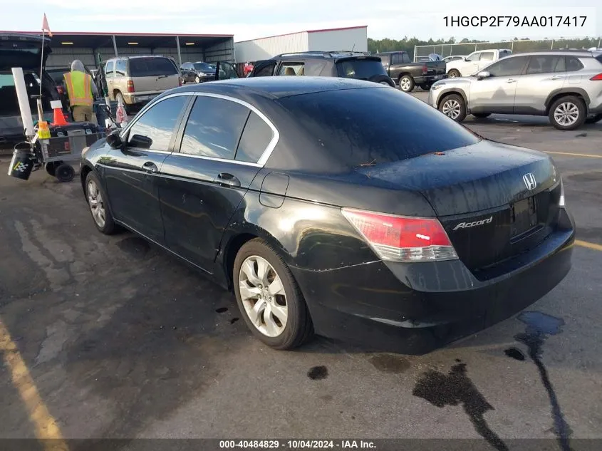 2010 Honda Accord 2.4 Ex VIN: 1HGCP2F79AA017417 Lot: 40484829