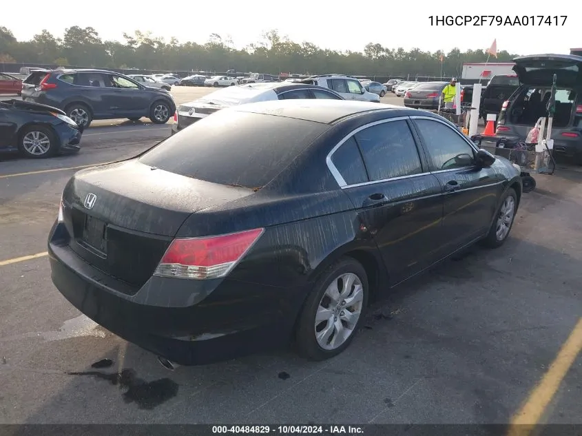 2010 Honda Accord 2.4 Ex VIN: 1HGCP2F79AA017417 Lot: 40484829