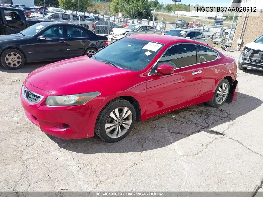 2010 Honda Accord 2.4 Lx-S VIN: 1HGCS1B37AA020912 Lot: 40492619