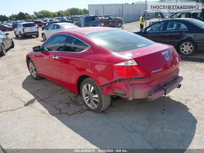 2010 Honda Accord 2.4 Lx-S VIN: 1HGCS1B37AA020912 Lot: 40492619