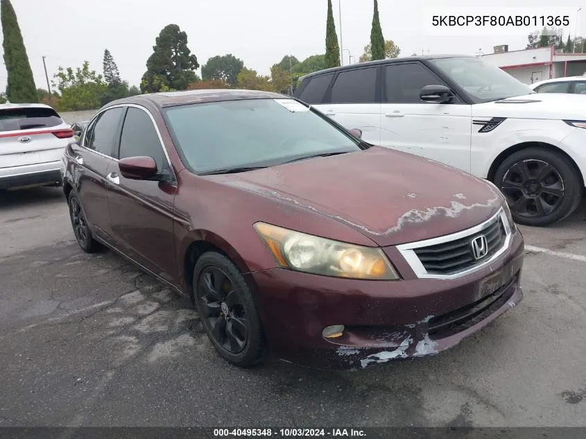 2010 Honda Accord 3.5 Ex-L VIN: 5KBCP3F80AB011365 Lot: 40495348