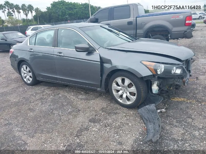 2010 Honda Accord Sdn Ex VIN: 1HGCP2F75AA116428 Lot: 40535327