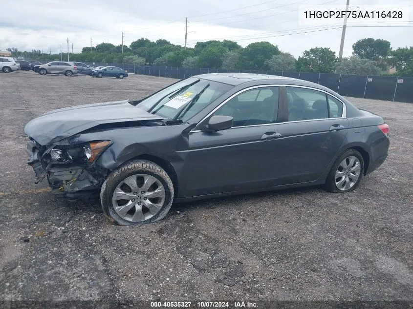 2010 Honda Accord Sdn Ex VIN: 1HGCP2F75AA116428 Lot: 40535327