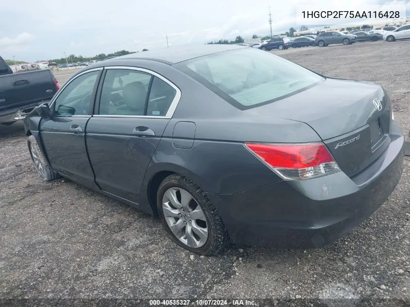 2010 Honda Accord Sdn Ex VIN: 1HGCP2F75AA116428 Lot: 40535327