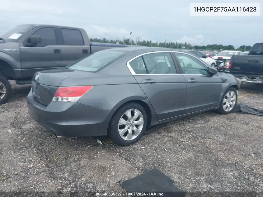 2010 Honda Accord Sdn Ex VIN: 1HGCP2F75AA116428 Lot: 40535327