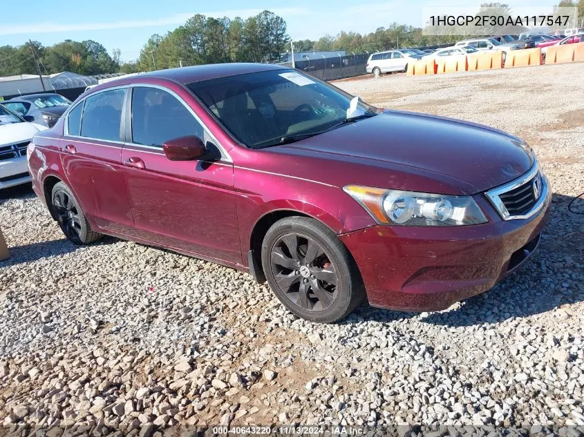 2010 Honda Accord 2.4 Lx VIN: 1HGCP2F30AA117547 Lot: 40643220