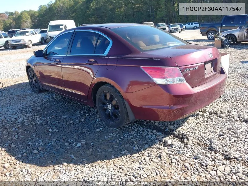 2010 Honda Accord 2.4 Lx VIN: 1HGCP2F30AA117547 Lot: 40643220