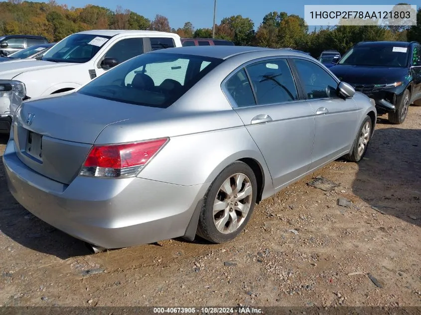 2010 Honda Accord 2.4 Ex VIN: 1HGCP2F78AA121803 Lot: 40673905