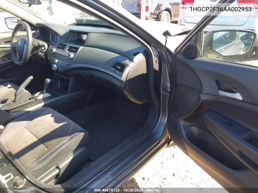 1HGCP2F36AA002953 2010 Honda Accord Lx